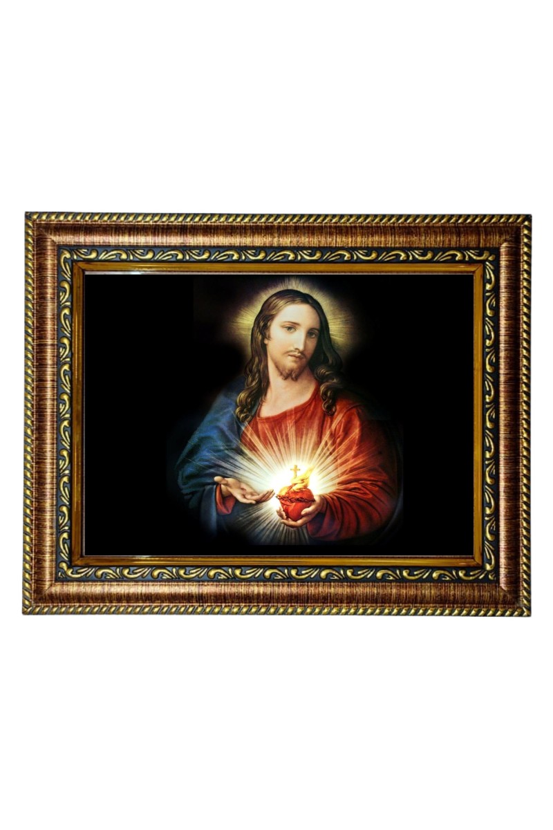 HiTech SalesSacred Heart of Jesus photo frame deity wall art sacred heart image icon religious deity for Office, Wall/Table, Study room & living room, gifts | PVC Frame & Front Face - Glass (10 x 8)
