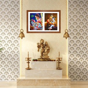 Divine Lord Krishna and Mother Yashoda Colored Photo in One Frame |Wall Art | Perfect for Home, Temple, Puja room or Meditation Room |Spiritual Gift for Devotees