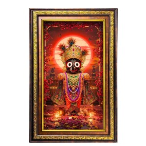 Lord Jagannath Digital Golden Balck Color Photo Frame | Hindu Religious Wall Decor | 18x24 Inches - Inspirational Wall Art For Office, Home Decor - Ideal Spiritual Gift (F16822)