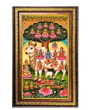 Kamadhenu Digital Golden Balck Color Photo Frame | Hindu Religious Wall Decor | 16x22 Inches - Inspirational Wall Art For Office, Home Decor - Ideal Spiritual Gift (F16788)