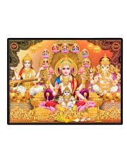 Lord Ganesha Maa Laxmi Sarswati Laminated Photo - 7x9 Inches, Divine Blessings For Home & Office And Temple Decoration (F16134)