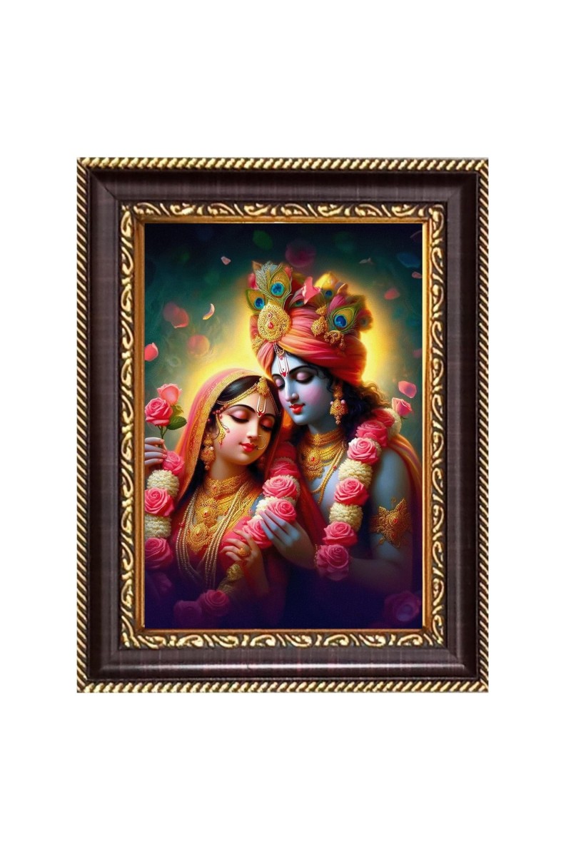 Shree Radha Krishna Digital Print Photo 6.7x8.7 inches (I6123) - Vibrant Religious Wall Art for Home or Office Decor.