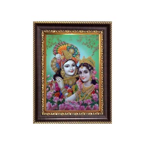 Sri krishana and Sri Radaha Digital Print Photo 10.7x12.7 inches - Vibrant Religious Wall Art for Home or Office Decor.