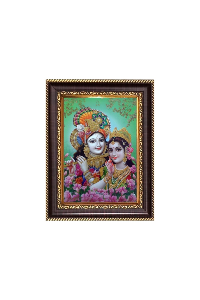 Sri krishana and Sri Radaha Digital Print Photo 10.7x12.7 inches - Vibrant Religious Wall Art for Home or Office Decor.
