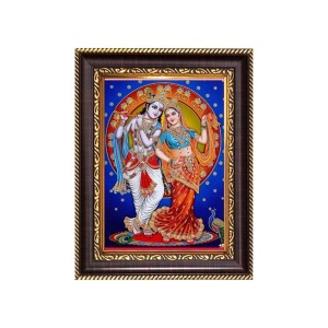 Sri Krishna and Sri Radha Digital Print Photo 10.7x12.7 inches - Vibrant Religious Wall Art for Home or Office Decor.