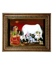 HiTech Sales Bal Gopal drinking milk photo frame Janmashtami deity for Office, Wall/Table, Study room & living room, gifts | PVC Frame & Front Face - Glass (10 x 8)
