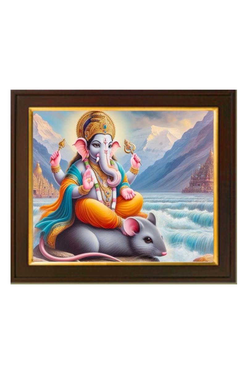 Hitech Sales Laminations Lord Ganesha Ganesh Ganpati Ganapathi Hanging Wall Painting Framed Home Decor (10x12) inch