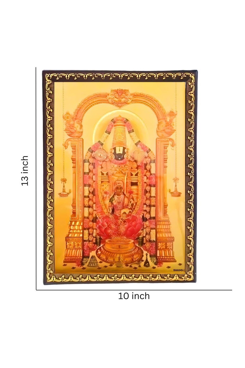 Hitech Sales Lord Balaji With Mata Laxmi Light Weighted photo Frame Waterproof Acrylic 3d photo with Wooden Frames for Table, Temple Wall, Mandir, Gym, and Outdoor Spaces, Home Decor