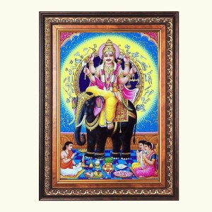 Sri Vishwakarma Color Photo 14x18 Inch - Vibrant Religious Wall Art for Home or Office Decor.