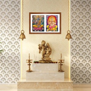 Divine Lord Ganesh and Lord Narayan Colored Photo in One Frame |Hindu Wall Art | Perfect for Home, Temple, Puja room or Meditation Room | Spiritual Gift for Devotees
