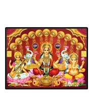 Lord Ganesha Maa Laxmi Sarswati Laminated Photo - 7x9 Inches, Divine Blessings For Home & Office And Temple Decoration (F16136)