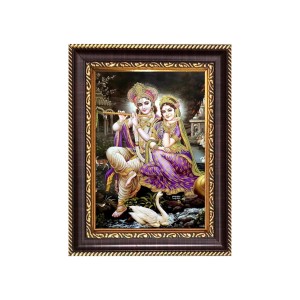 Sri Krishna With Sri Radha Digital Print Photo 10.7x12.7 inches - Vibrant Religious Wall Art for Home or Office Decor.