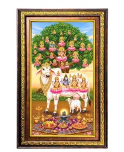 Kamadhenu Digital Golden Balck Color Photo Frame | Hindu Religious Wall Decor | 12x18 Inches - Inspirational Wall Art For Office, Home Decor - Ideal Spiritual Gift (F16787)