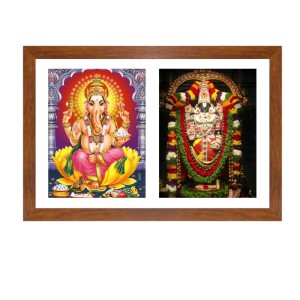 Lord Ganesh and Tirupati Balaji Colored Photo in One Frame |Hindu Wall Art | Perfect for Home, Temple, Puja room | Spiritual Gift for Devotees Lord Ganesh and Tirupati Balaji Colored Photo in One Frame |Hindu Wall Art | Perfect for Home, Temple, Puja room | Spiritual Gift for Devotees