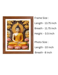 Generic Serene Gautam Buddha Colored Photo | Spiritual Wall Art | Ideal for Home, Office, or Meditation Space | Brown, 11.7 x 8.3 Inch, Polystyrene Frame, Rectangle, Religious