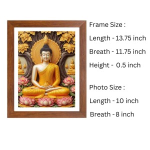 Generic Serene Gautam Buddha Colored Photo | Spiritual Wall Art | Ideal for Home, Office, or Meditation Space | Brown, 11.7 x 8.3 Inch, Polystyrene Frame, Rectangle, Religious