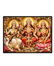 Lord Ganesha Maa Laxmi Sarswati Laminated Photo - 9x11 Inches, Divine Blessings For Home & Office And Temple Decoration (F16137)