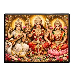 Lord Ganesha Maa Laxmi Sarswati Laminated Photo - 7x9 Inches, Divine Blessings For Home & Office And Temple Decoration (F16137) Lord Ganesha Maa Laxmi Sarswati Laminated Photo - 7x9 Inches, Divine Blessings For Home & Office And Temple Decoration (F16137)