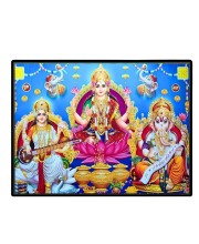 Lord Ganesha Maa Laxmi Sarswati Laminated Photo - 9x11 Inches, Divine Blessings For Home & Office And Temple Decoration (F16123)