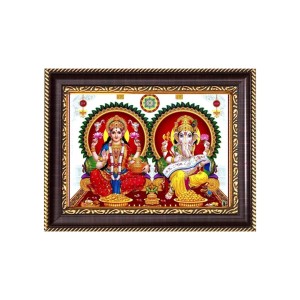 Sri Laxmi Ganesh ji Digital Print Photo 6.7x8.7 inches - Vibrant Religious Wall Art for Home, Office and Temple Decor.