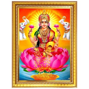 Maa Lakshmi Photo Frame - 14x18 Inches, Brown Wooden Frame for Home, Office & Temple Decoration Maa Lakshmi Photo Frame - 14x18 Inches, Brown Wooden Frame for Home, Office & Temple Decoration