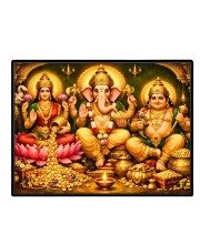 Lord Ganesha Maa Laxmi Sarswati Laminated Photo - 9x11 Inches, Divine Blessings For Home & Office And Temple Decoration (F16144)