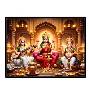 Lord Ganesha Maa Laxmi Sarswati Laminated Photo - 9x11 Inches, Divine Blessings For Home & Office And Temple Decoration (F16147) Lord Ganesha Maa Laxmi Sarswati Laminated Photo - 9x11 Inches, Divine Blessings For Home & Office And Temple Decoration (F16147)