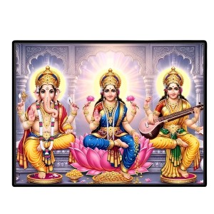 Lord Ganesha Maa Laxmi Sarswati Laminated Photo - 7x9 Inches, Divine Blessings For Home & Office And Temple Decoration (F16142) Lord Ganesha Maa Laxmi Sarswati Laminated Photo - 7x9 Inches, Divine Blessings For Home & Office And Temple Decoration (F16142)