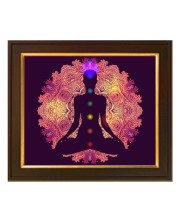 Hitech Sales Seven Chakras Meditation Art ai Photo with Beautiful 12X10 in synthetic Wood Frame With Glass Tabletop Wallmount display for Meditating Room decor Gift for all occations
