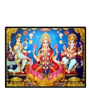 Lord Ganesha Maa Laxmi Sarswati Laminated Photo - 9x11 Inches, Divine Blessings For Home & Office And Temple Decoration (F16122)