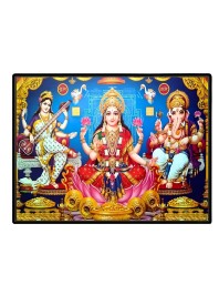 Lord Ganesha Maa Laxmi Sarswati Laminated Photo - 11x13 Inches, Divine Blessings For Home & Office And Temple Decoration (F16122)