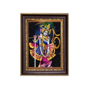 Sri Krishna Digital Print Photo 8.7x10.7 inches - Vibrant Religious Wall Art for Home or Office Decor.