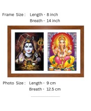Sacred Lord Shiva and Lord Ganesh Colored Photo in One Frame | Ideal for Home, Temple, Puja room or Meditation Room | Spiritual Decoration and Gift for Devotees