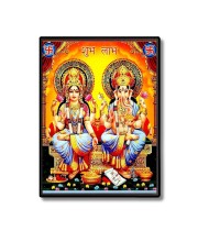 Lakshmi & Ganesh Laminated Photo - 5x7 Inches, Divine Blessings for Home & Office and Temple Decoration