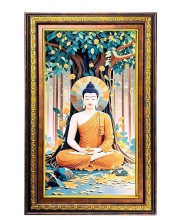 Serene Buddha Digital Golden Balck Color Photo Frame | Hindu Religious Wall Decor | 14x20 Inches - Inspirational Wall Art For Office, Home Decor - Ideal Spiritual Gift (F16483)