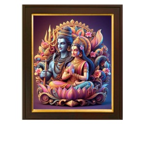 HI Tech Sales Modern Art Shiv Parvati Photo Frames Wall Room and Home Office Decoration Gift Made Up of Digital Painting with Frame (10X12 INCH) HI Tech Sales Modern Art Shiv Parvati Photo Frames Wall Room and Home Office Decoration Gift Made Up of Digital Painting with Frame (10X12 INCH)