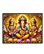 Lord Ganesha Maa Laxmi Sarswati Laminated Photo - 7x9 Inches, Divine Blessings For Home & Office And Temple Decoration (F16131)