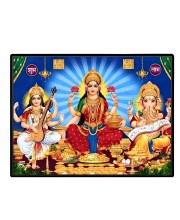 Lord Ganesha Maa Laxmi Sarswati Laminated Photo - 7x9 Inches, Divine Blessings For Home & Office And Temple Decoration (F16141)