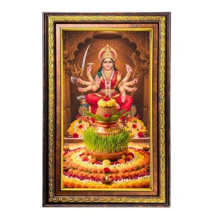 Ma Durga Digital Golden Balck Color Photo Frame | Hindu Religious Wall Decor | 12x18 Inches - Inspirational Wall Art For Office, Home Decor - Ideal Spiritual Gift (F16915)