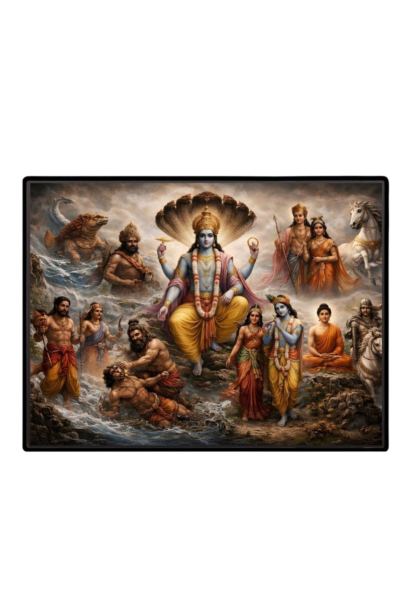 Lord Vishnu Laminated Photo - 13x15 Inches, Divine Blessings For Home & Office And Temple Decoration (F16067)