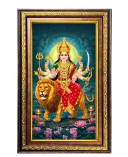 Ma Durga Digital Golden Balck Color Photo Frame | Hindu Religious Wall Decor | 12x18 Inches - Inspirational Wall Art For Office, Home Decor - Ideal Spiritual Gift (F16960)