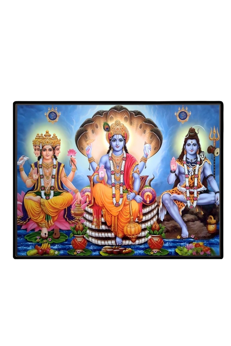 Lord Vishnu Shankar Mahesh Laminated Photo - 7x9 Inches, Divine Blessings For Home & Office And Temple Decoration (F16118)