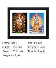 Sri Sri Tirupati Balaji and Sri Sri Lord Vishnu two colored Photos in One Frame | Spiritual Devotional Wall Art | Photos for puja room, wall and table top