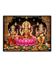Lord Ganesha Maa Laxmi Sarswati Laminated Photo - 7x9 Inches, Divine Blessings For Home & Office And Temple Decoration (F16135)