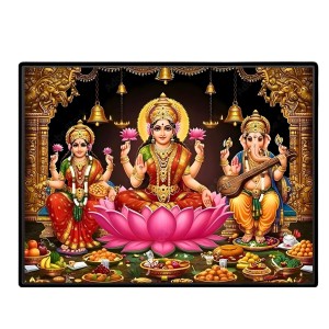 Lord Ganesha Maa Laxmi Sarswati Laminated Photo - 7x9 Inches, Divine Blessings For Home & Office And Temple Decoration (F16135) Lord Ganesha Maa Laxmi Sarswati Laminated Photo - 7x9 Inches, Divine Blessings For Home & Office And Temple Decoration (F16135)