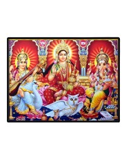 Lord Ganesha Maa Laxmi Sarswati Laminated Photo - 9x11 Inches, Divine Blessings For Home & Office And Temple Decoration (F16124)