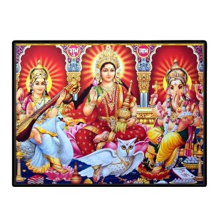 Lord Ganesha Maa Laxmi Sarswati Laminated Photo - 9x11 Inches, Divine Blessings For Home & Office And Temple Decoration (F16124) Lord Ganesha Maa Laxmi Sarswati Laminated Photo - 9x11 Inches, Divine Blessings For Home & Office And Temple Decoration (F16124)