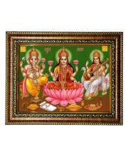HiTech Sales Goddess Lakshmi Ganesha Saraswati Photo Frame Goddesses murti Deity for Office, Wall/Table, Study Room & Living Room, Gifts | PVC Frame & Front Face - Glass (9 x 7)
