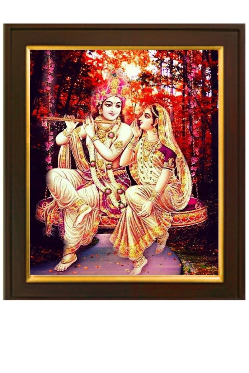 HI Tech Sales Traditional Radha-Krishna Beautiful Painting With Frame Wall Art, Multicolor, Traditional, 10 X 12 inches