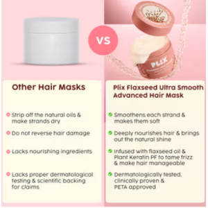 PLIX THE PLANT FIX Flaxseed Keratin Smoothening Mask for Deep Nourishment & Salon-Like Shine | Plant Keratin PF | Flaxseed Oil | Softer, Smoother Hair | For Men & Women PLIX THE PLANT FIX Flaxseed Keratin Smoothening Mask for Deep Nourishment & Salon-Like Shine | Plant Keratin PF | Flaxseed Oil | Softer, Smoother Hair | For Men & Women